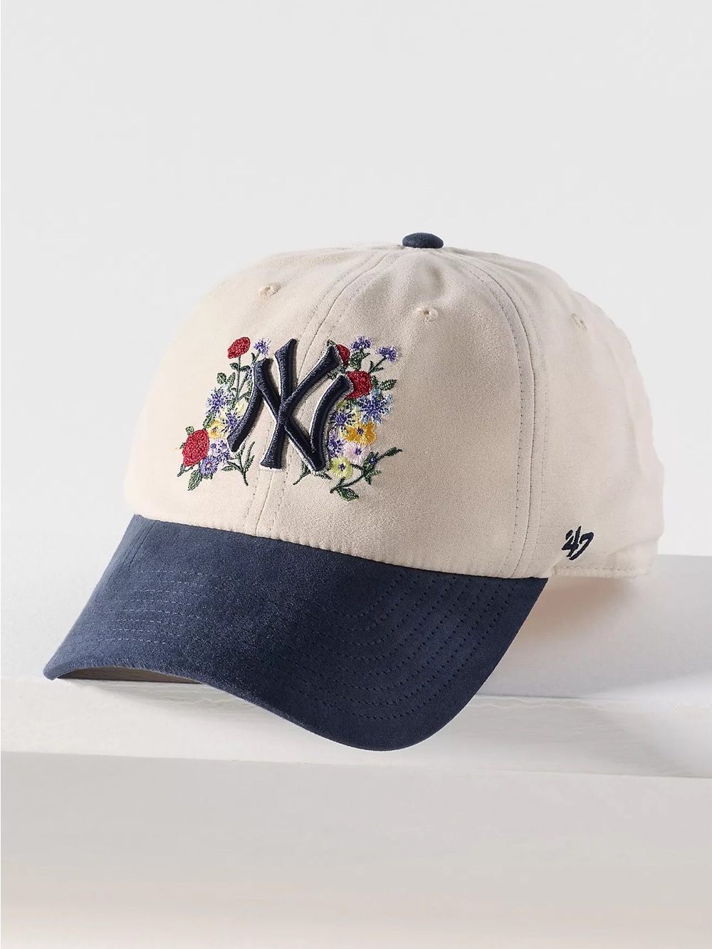 Anthropologie x ’47 Faux Suede Floral Baseball Cap - NWT - New York Yankees